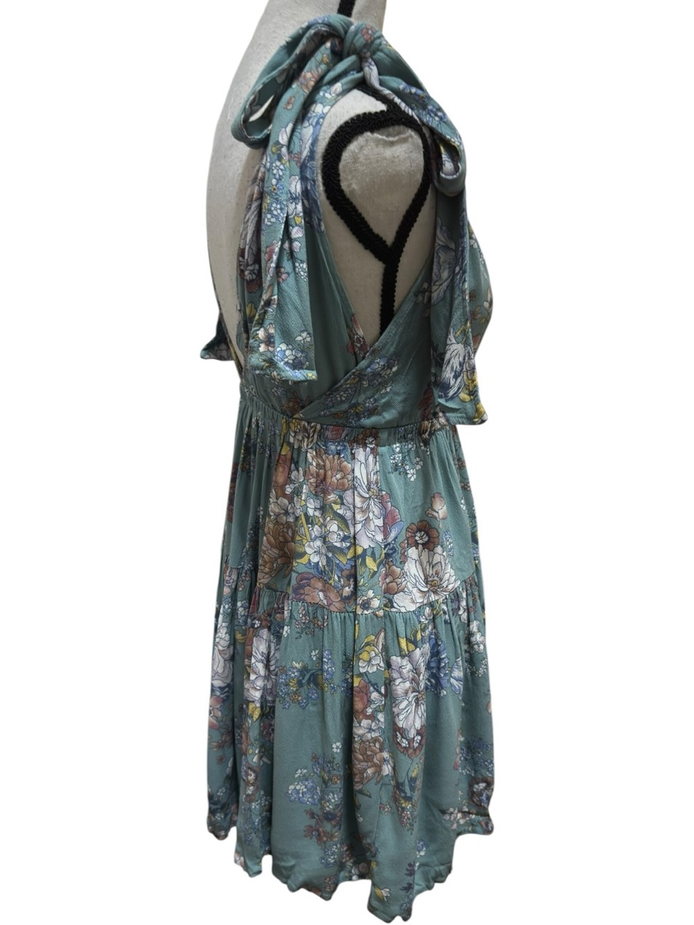 AE Studio Floral Tie Shoulder Mini Dress XS Made in Italy NWOT Cottagecore - Picture 5 of 9